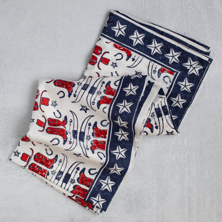 Table Throw (Ivory) - Cowgirl, Navy &amp; Poppy - The Mended Company
