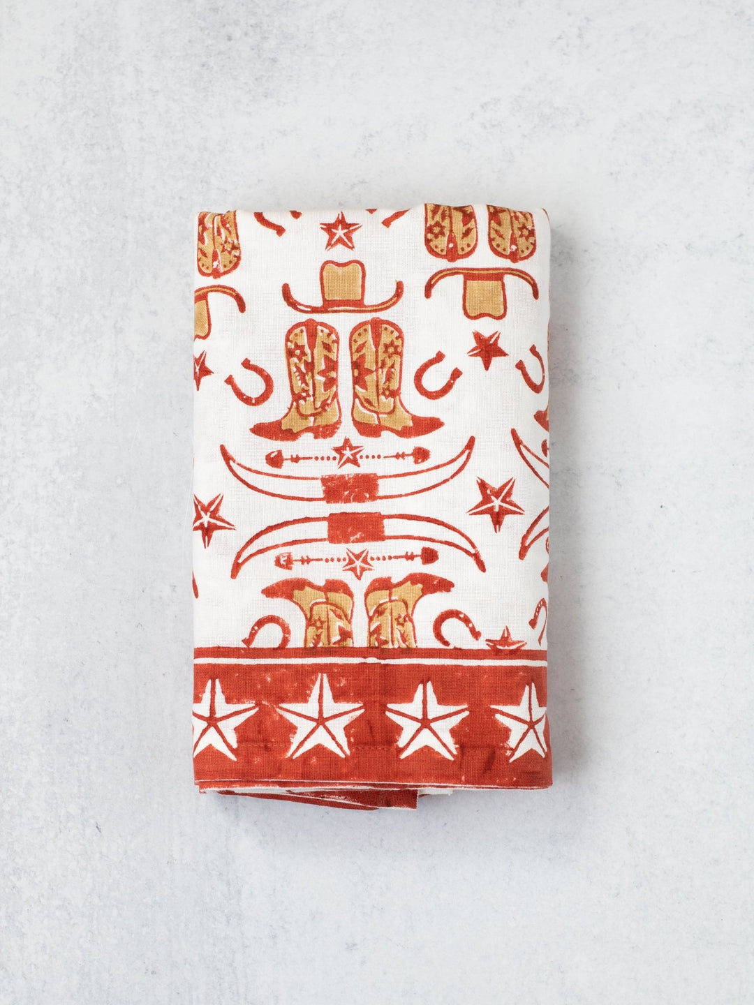 Table Throw (Ivory) - Cowgirl, Terracotta - The Mended Company