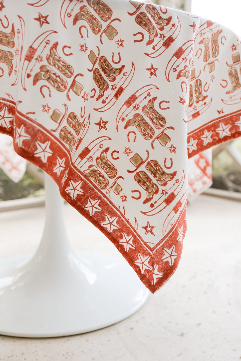 Table Throw (Ivory) - Cowgirl, Terracotta - The Mended Company