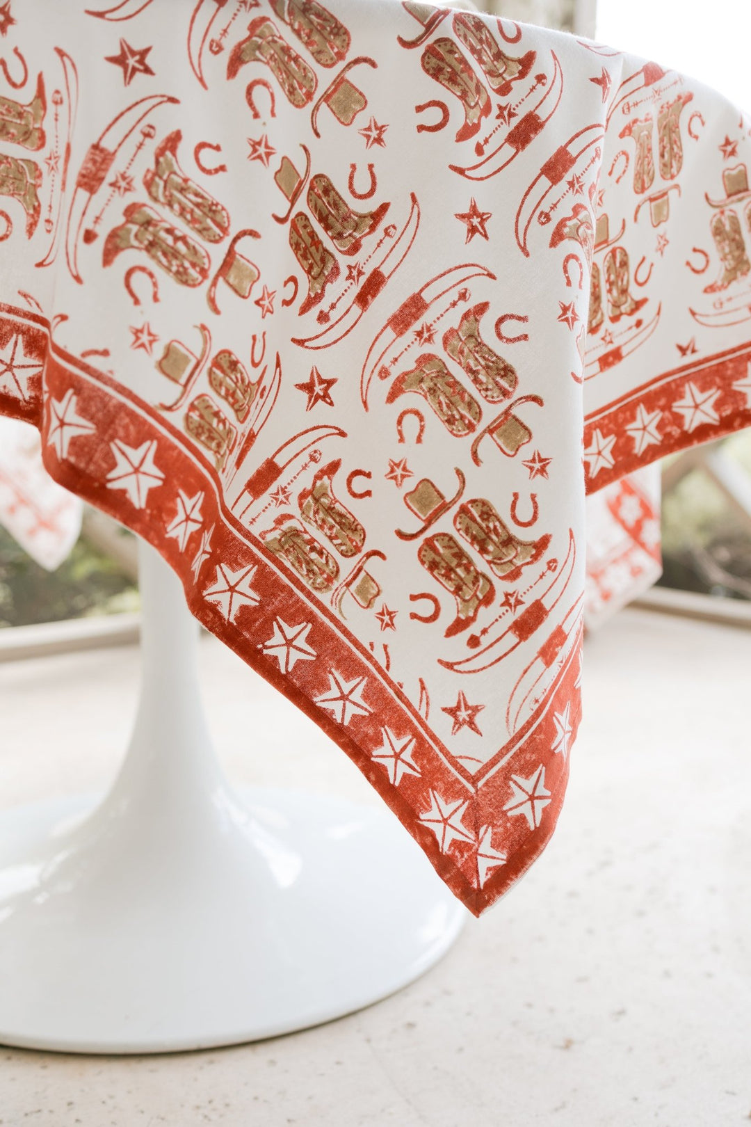Table Throw (Ivory) - Cowgirl, Terracotta - The Mended Company