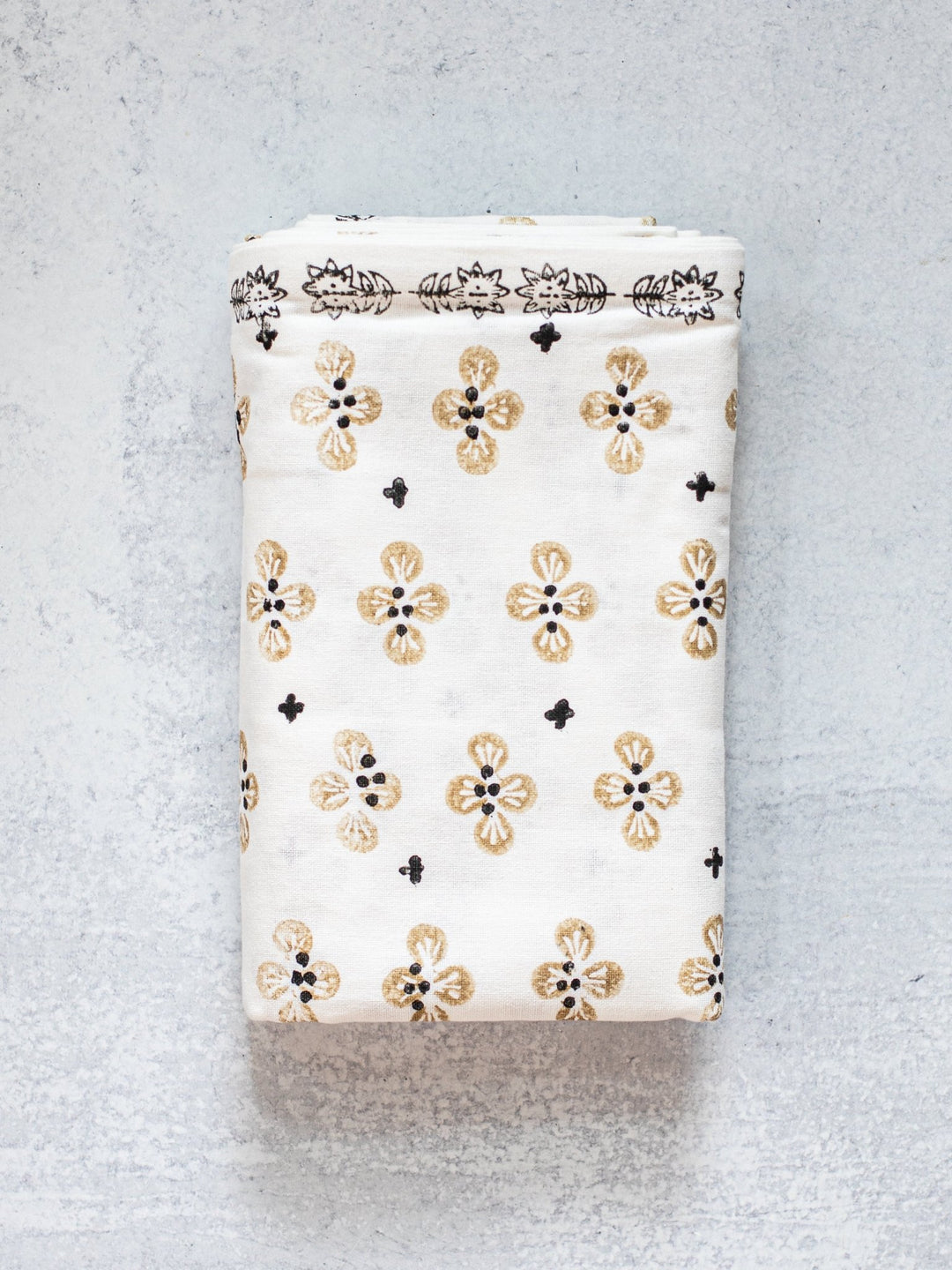 Table Throw (Ivory) - Dogwood Blossom, Black & Chai - The Mended Company