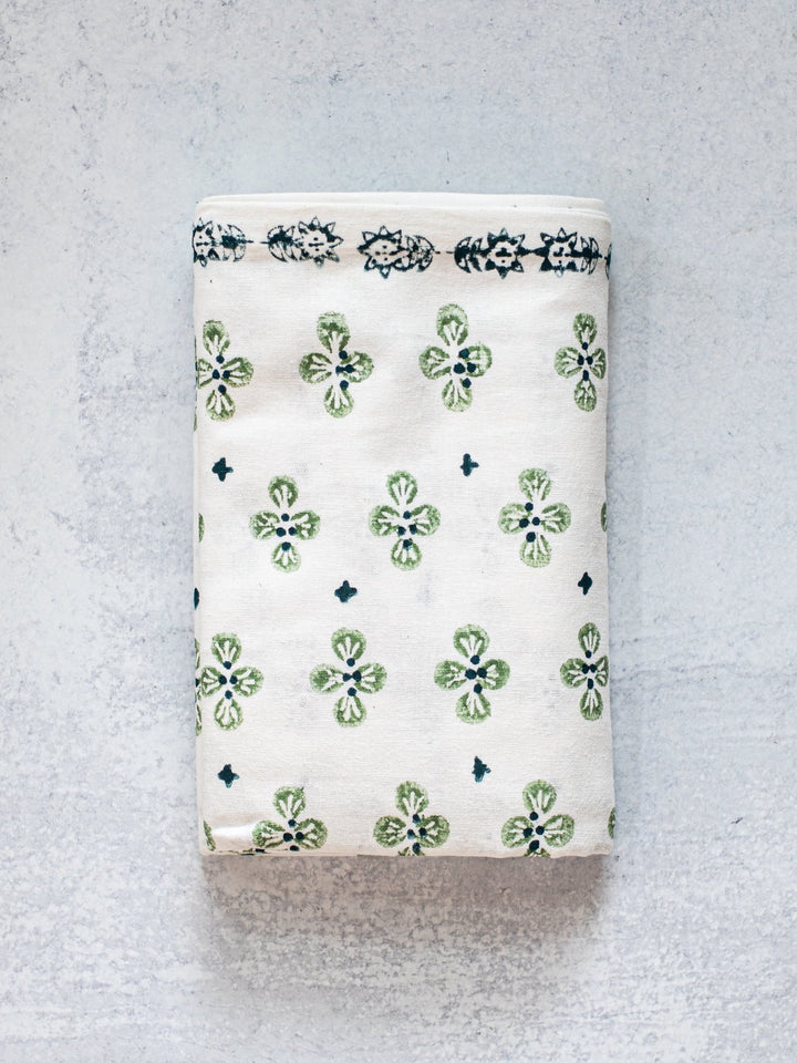 Table Throw (Ivory) - Dogwood Blossom, Sage & Midnight - The Mended Company