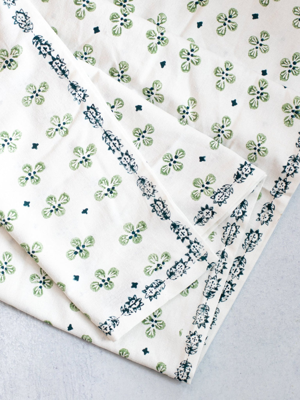 Table Throw (Ivory) - Dogwood Blossom, Sage & Midnight - The Mended Company