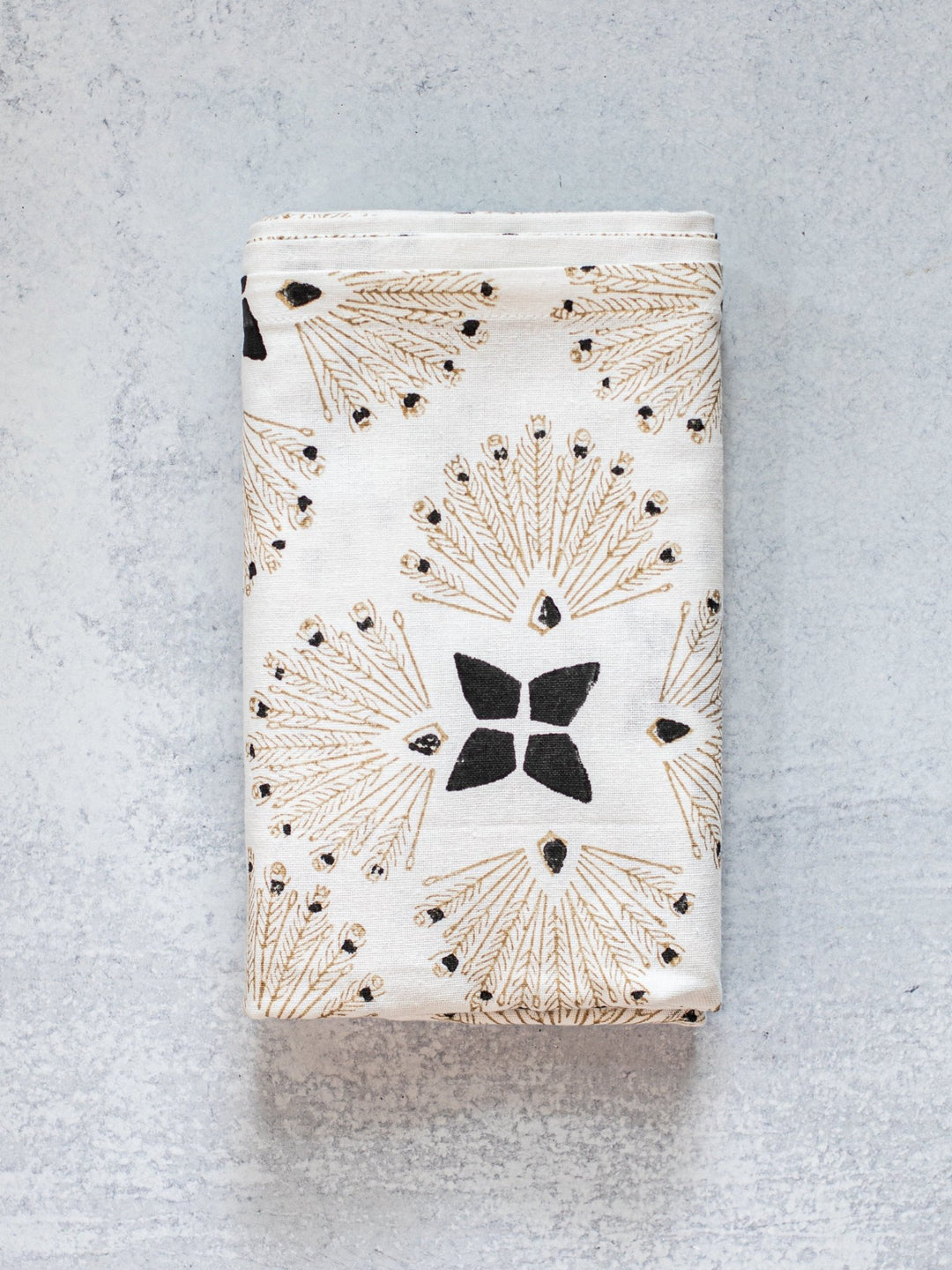 Table Throw (Ivory) - Peacock Paradise, Chai & Black - The Mended Company