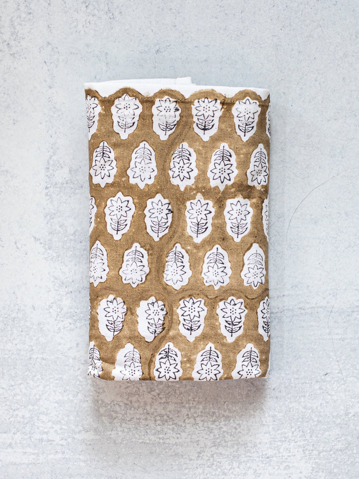 Table Throw (Ivory) - Poinsettia, Black & Chai - The Mended Company
