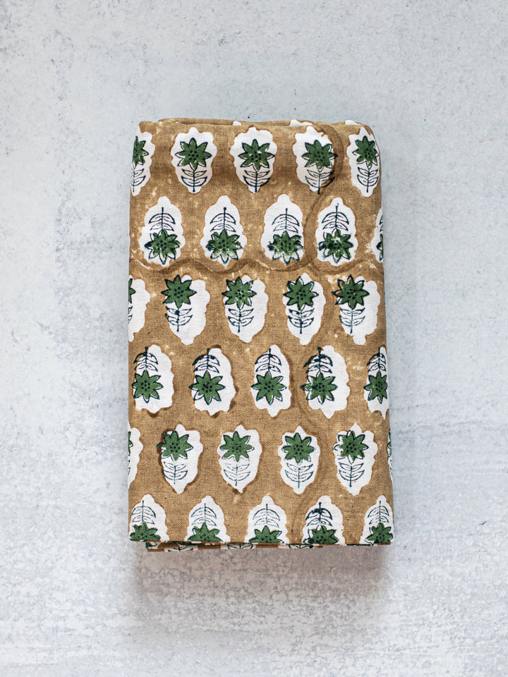 Table Throw (Ivory) - Poinsettia, Midnight, Chai, & Sage - The Mended Company