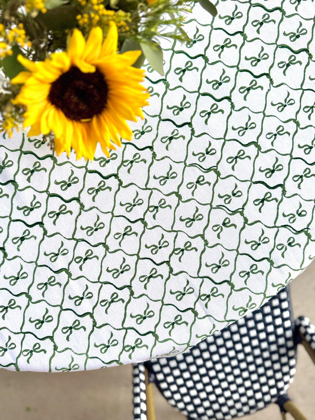 Table Throw - Lattice Bow, Sage & Evergreen - The Mended Company
