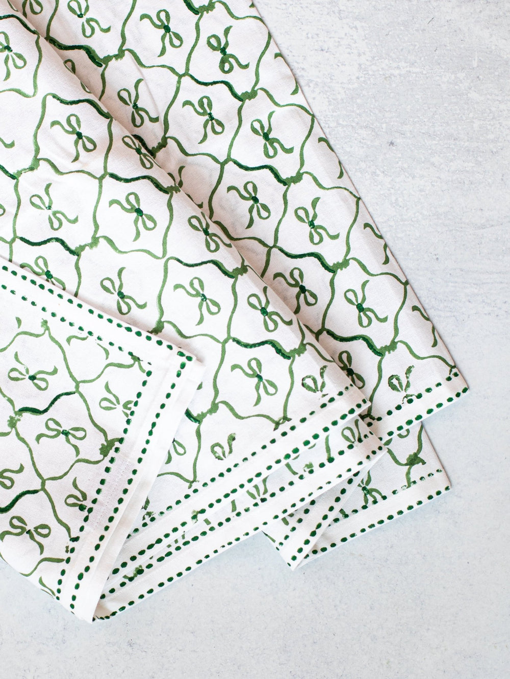 Table Throw - Lattice Bow, Sage & Evergreen - The Mended Company
