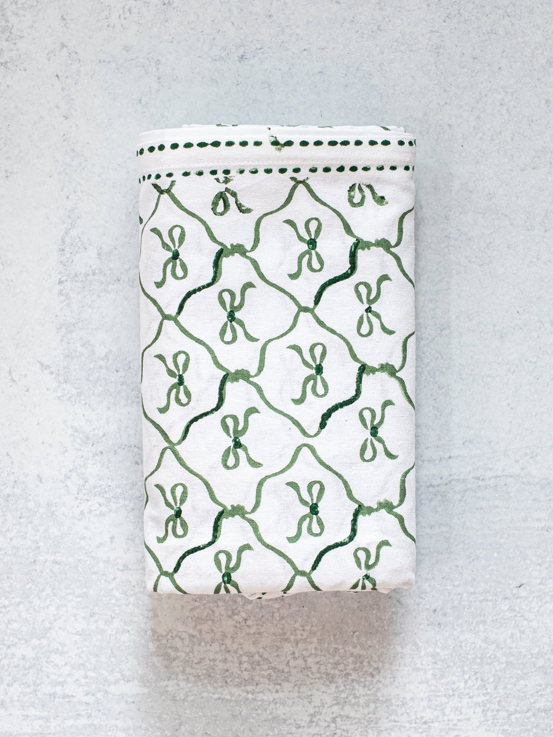 Table Throw - Lattice Bow, Sage & Evergreen - The Mended Company