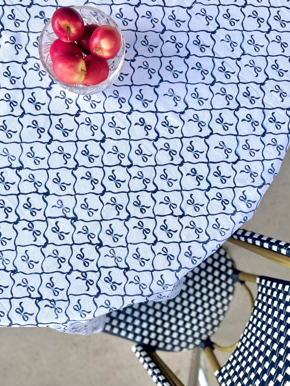 Table Throw - Lattice Bow, Uniform Blue & Navy - The Mended Company