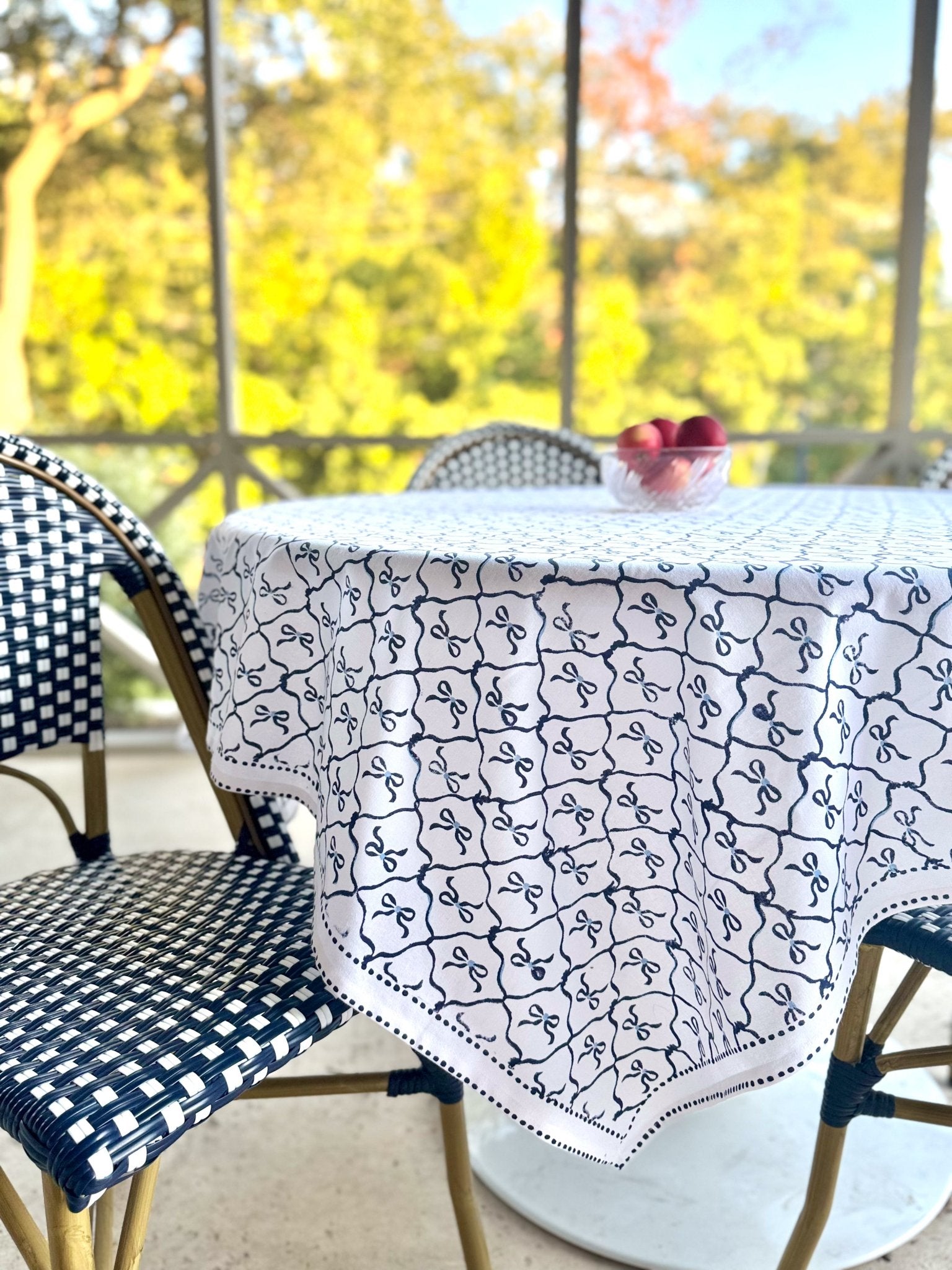 Table Throw - Lattice Bow, Uniform Blue & Navy - The Mended Company