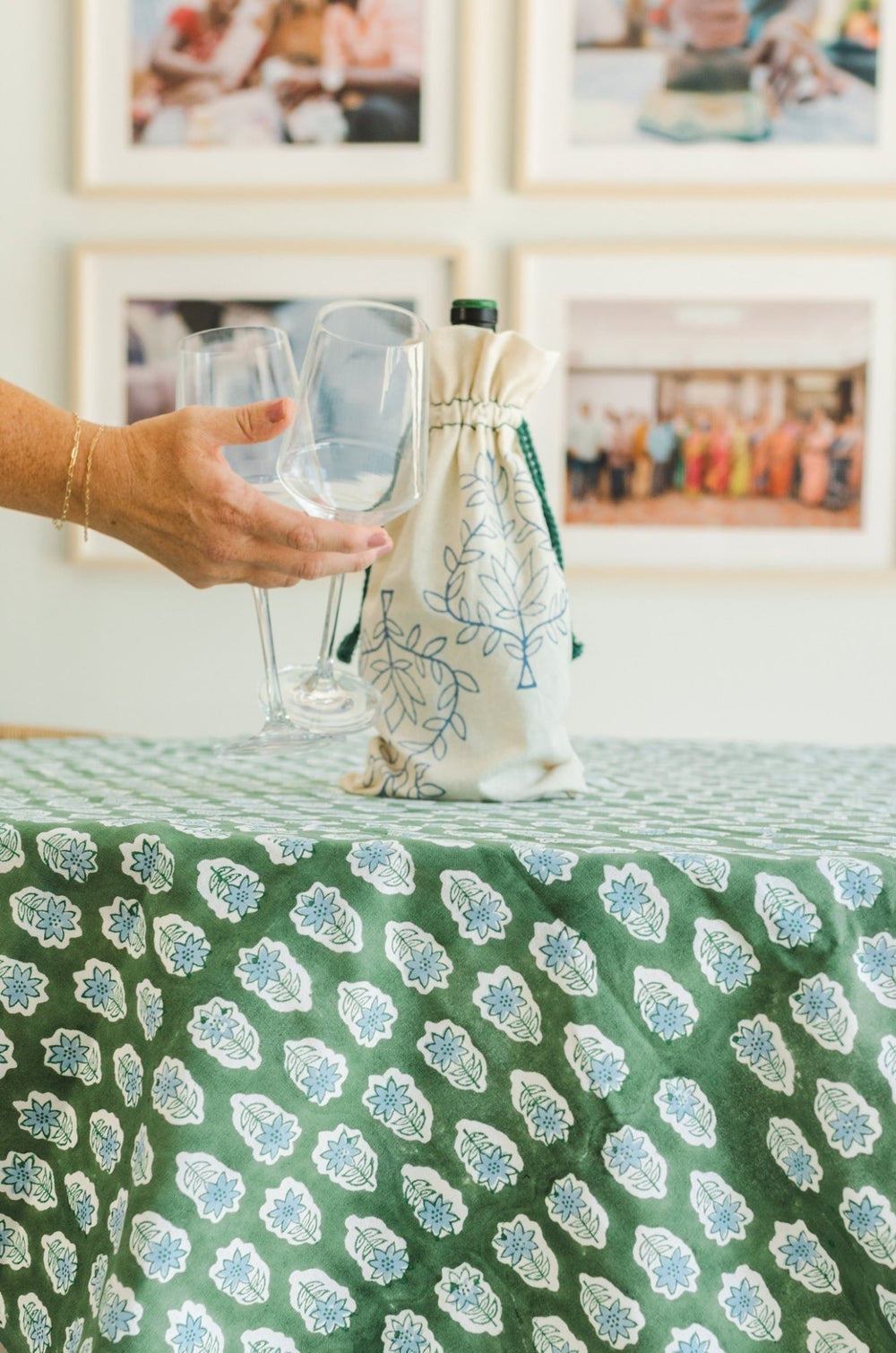 Table Throw - Lily - Sage - The Mended Company