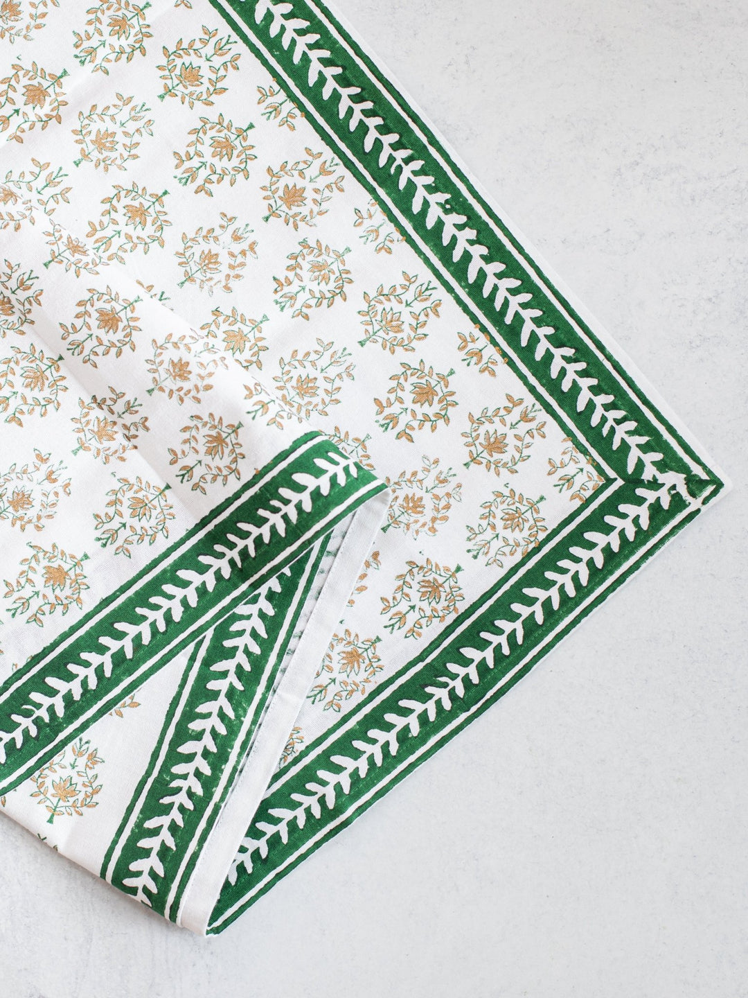 Table Throw - Lotus, Evergreen & Gold - The Mended Company