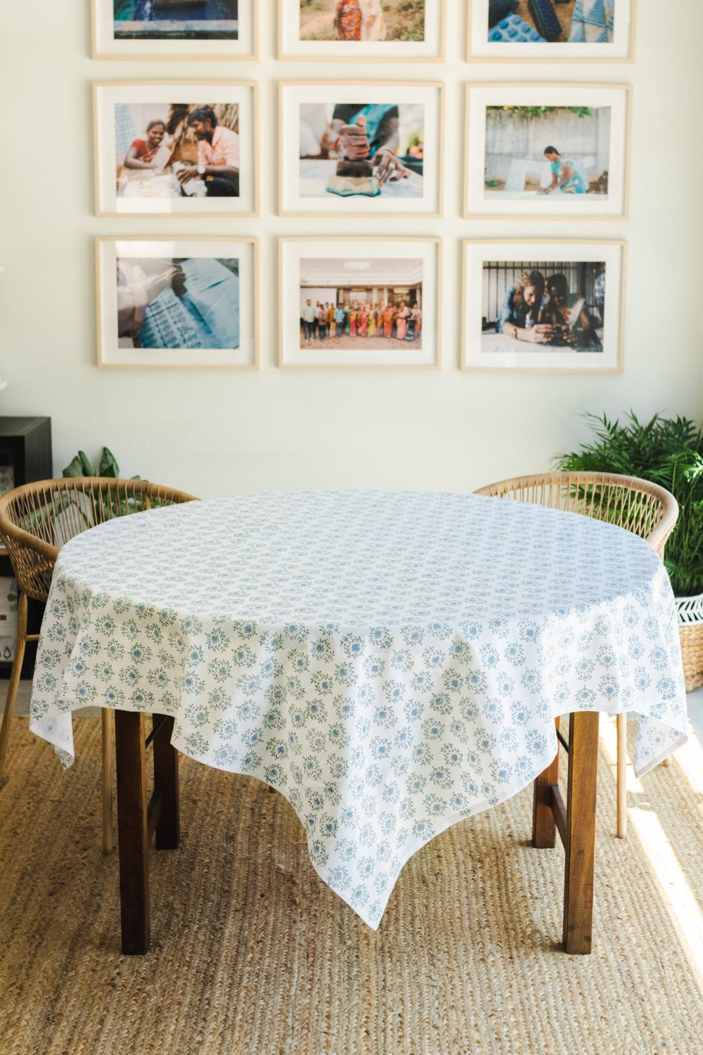 Table Throw - Lotus, Sage & Uniform Blue - The Mended Company