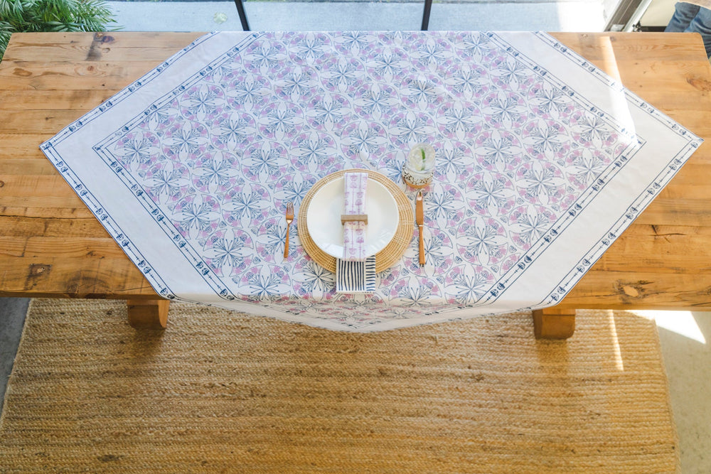 Table Throw - Mosaic - Navy & Lilac - The Mended Company