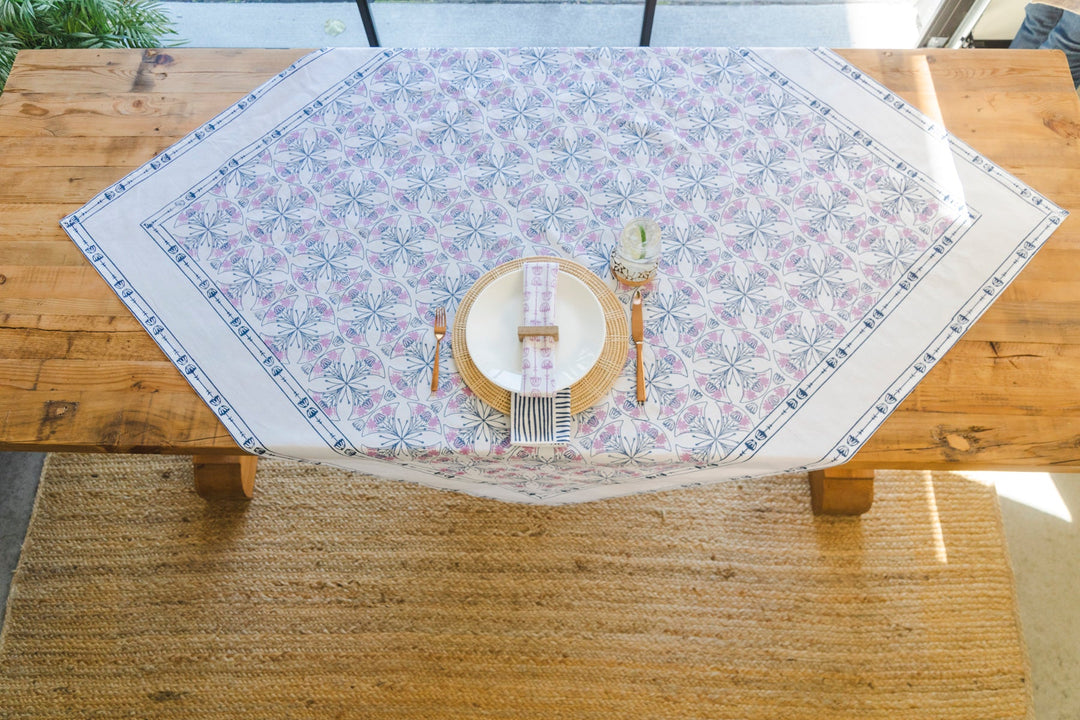 Table Throw - Mosaic - Navy & Lilac - The Mended Company