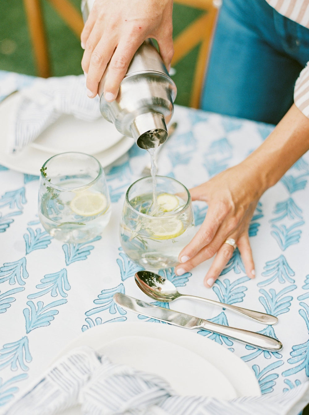 Table Throw - Palmetto, Uniform Blue & Navy - The Mended Company