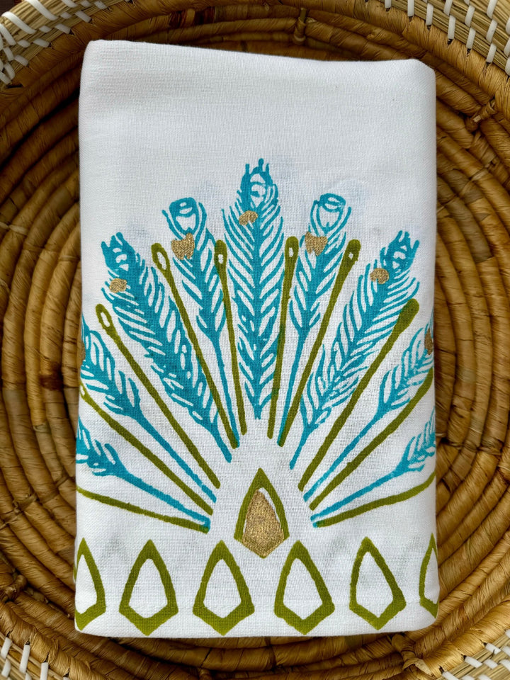 Table Throw - Peacock, Cactus & Surf - The Mended Company