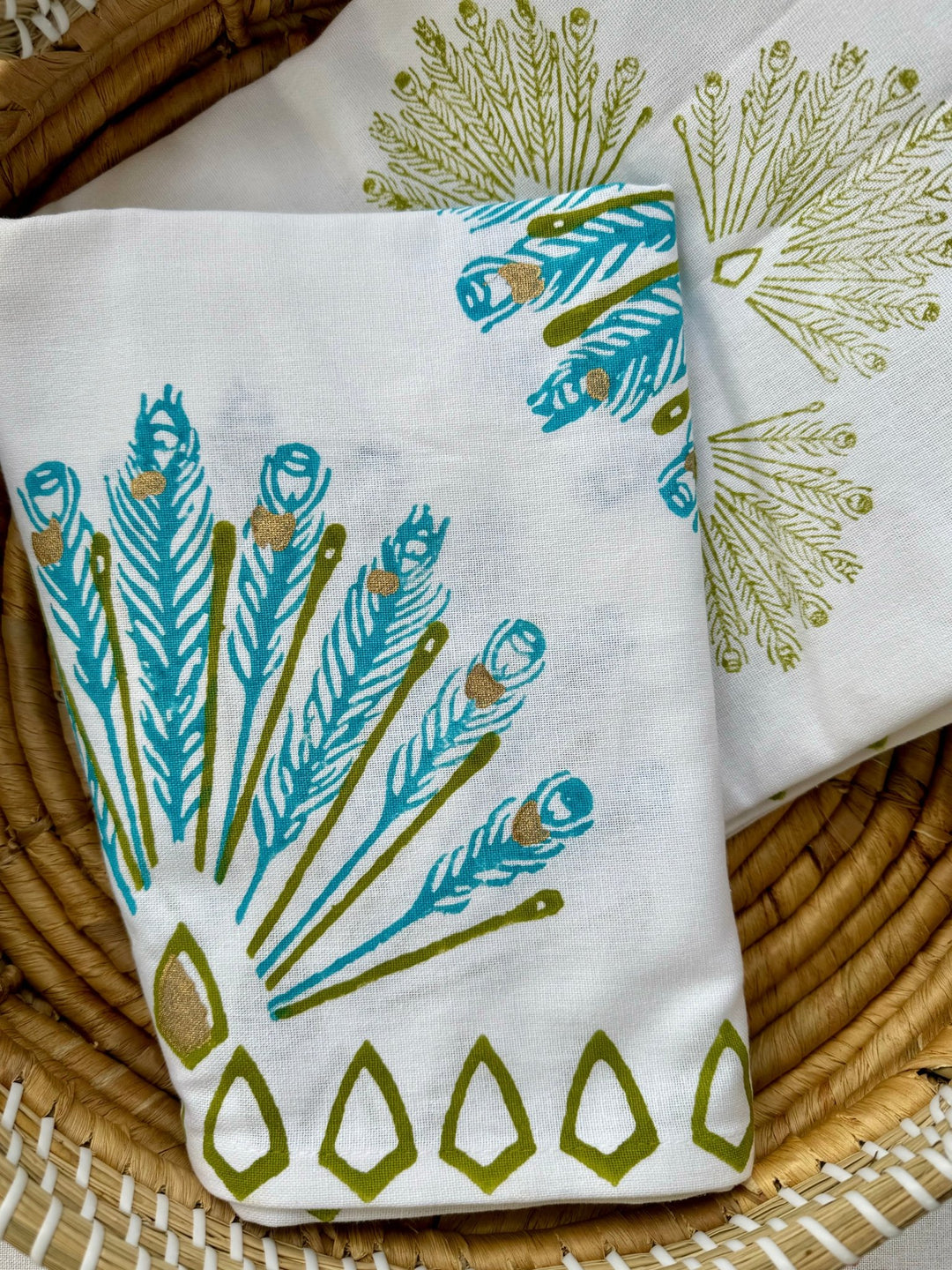 Table Throw - Peacock, Cactus & Surf - The Mended Company