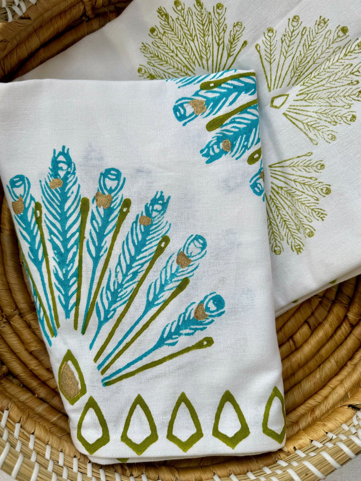 Table Throw - Peacock, Cactus & Surf - The Mended Company