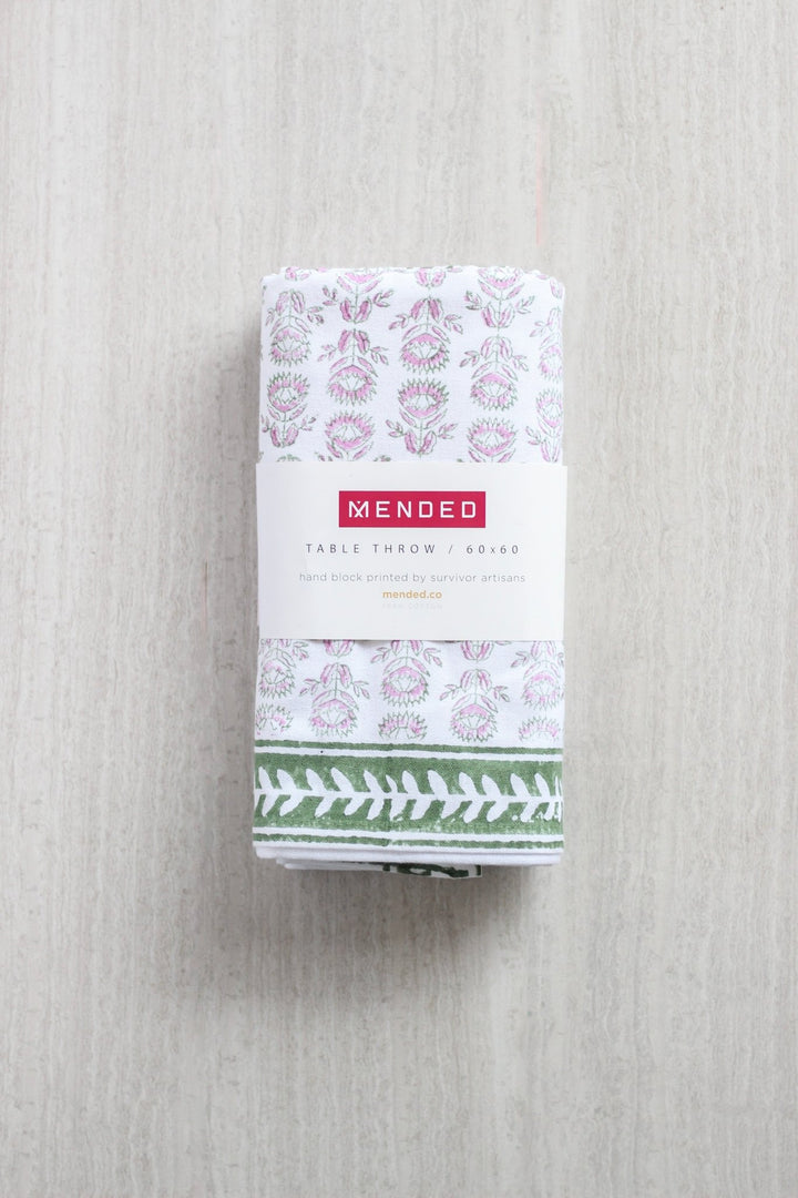 Table Throw - Protea, Sage & Lilac - The Mended Company