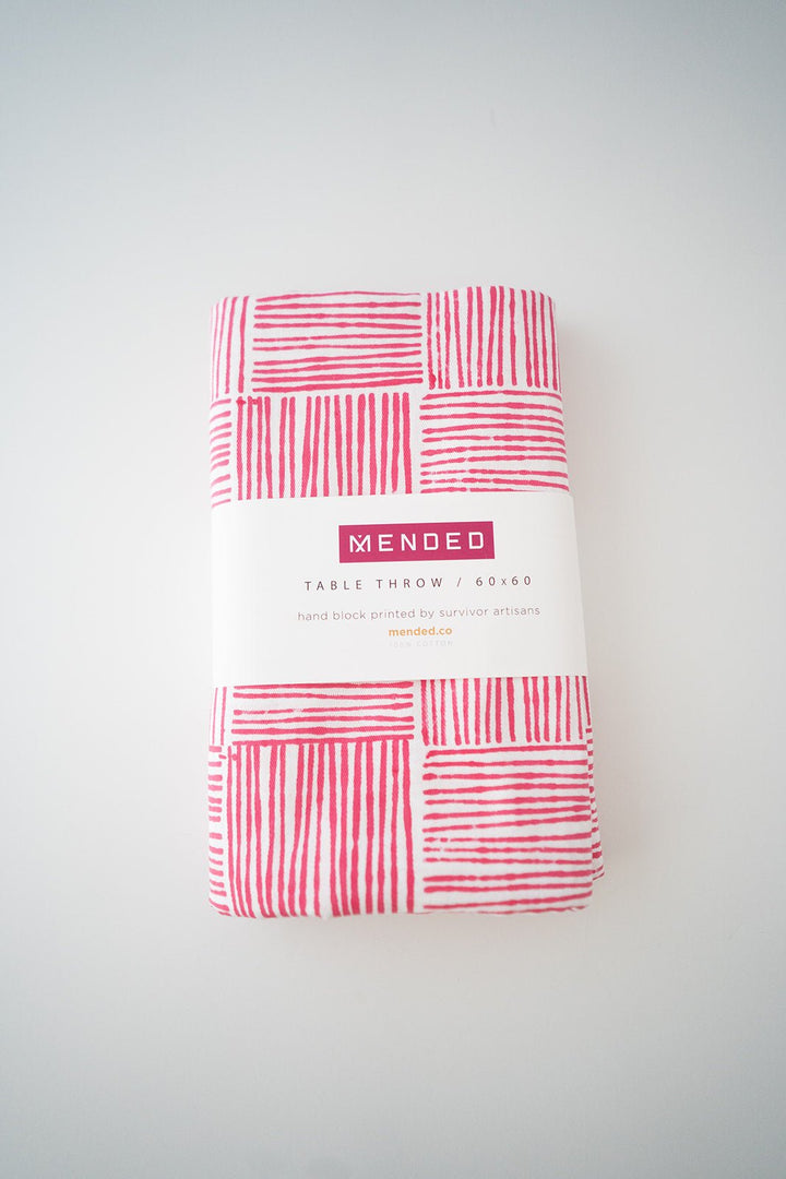 Table Throw - Stripe, Pink - The Mended Company