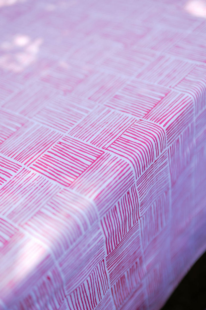 Table Throw - Stripe, Pink - The Mended Company