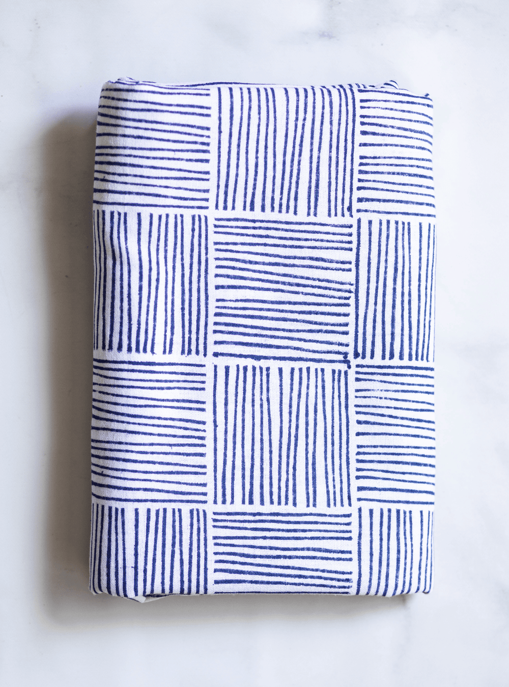 Table Throw - Striped, Navy - The Mended Company