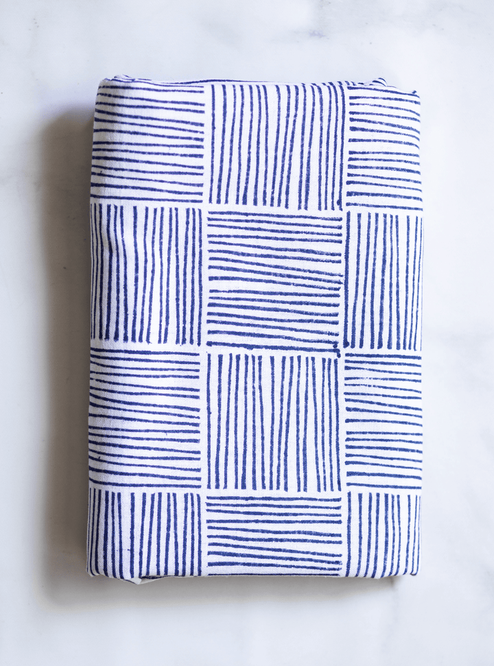 Table Throw - Striped, Navy - The Mended Company