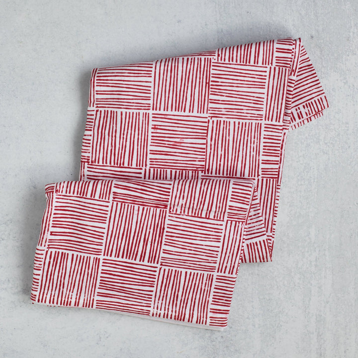 Table Throw - Striped, Red - The Mended Company