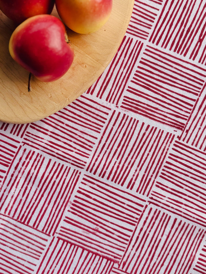Table Throw - Striped, Red - The Mended Company