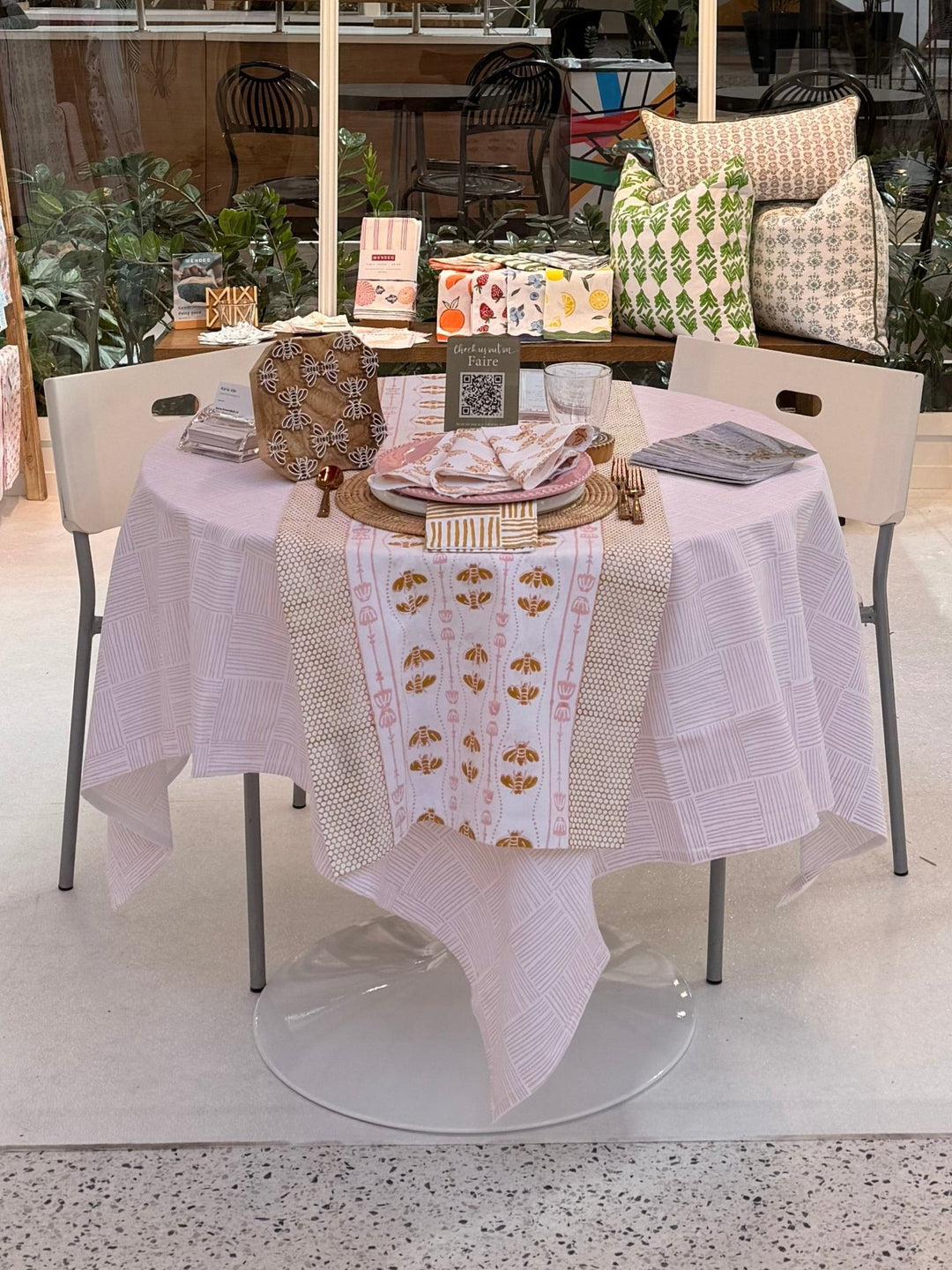 Table Throw - Striped, Rose - The Mended Company