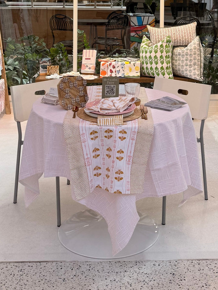 Table Throw - Striped, Rose - The Mended Company