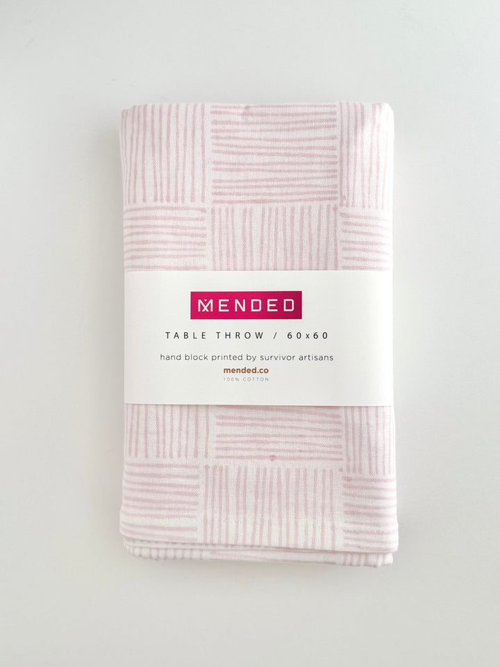Table Throw - Striped, Rose - The Mended Company