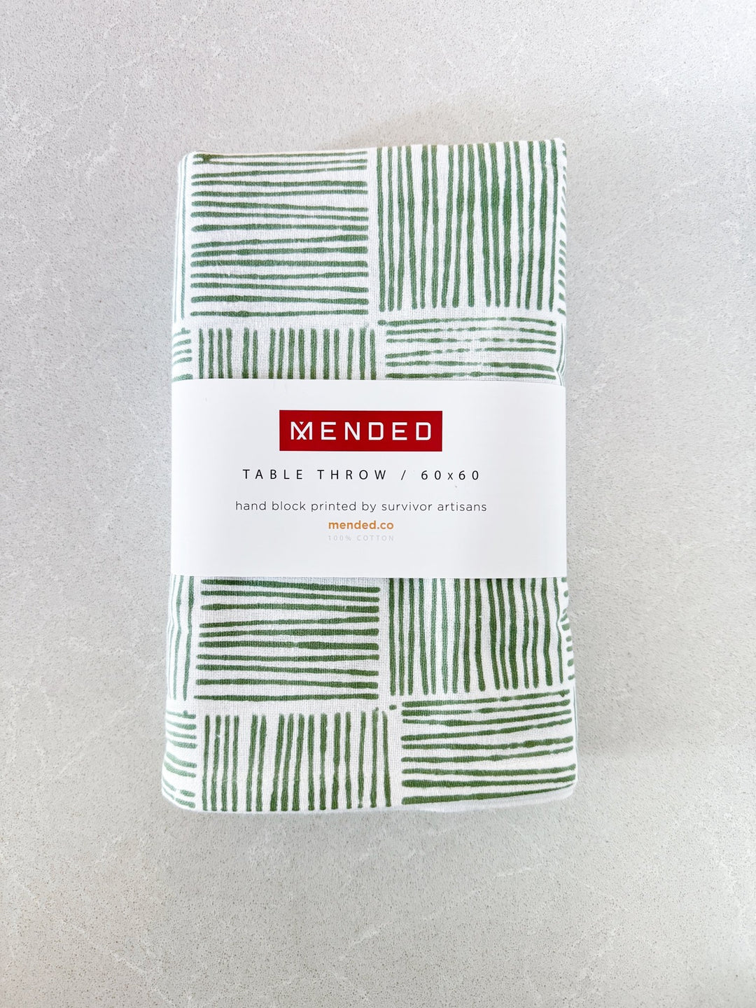 Table Throw - Striped, Sage - The Mended Company