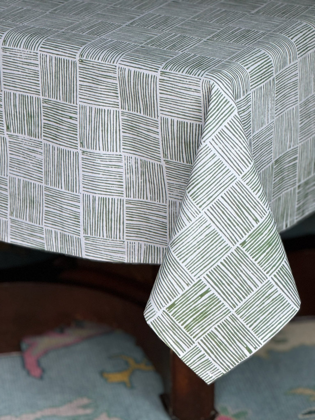 Table Throw - Striped, Sage - The Mended Company