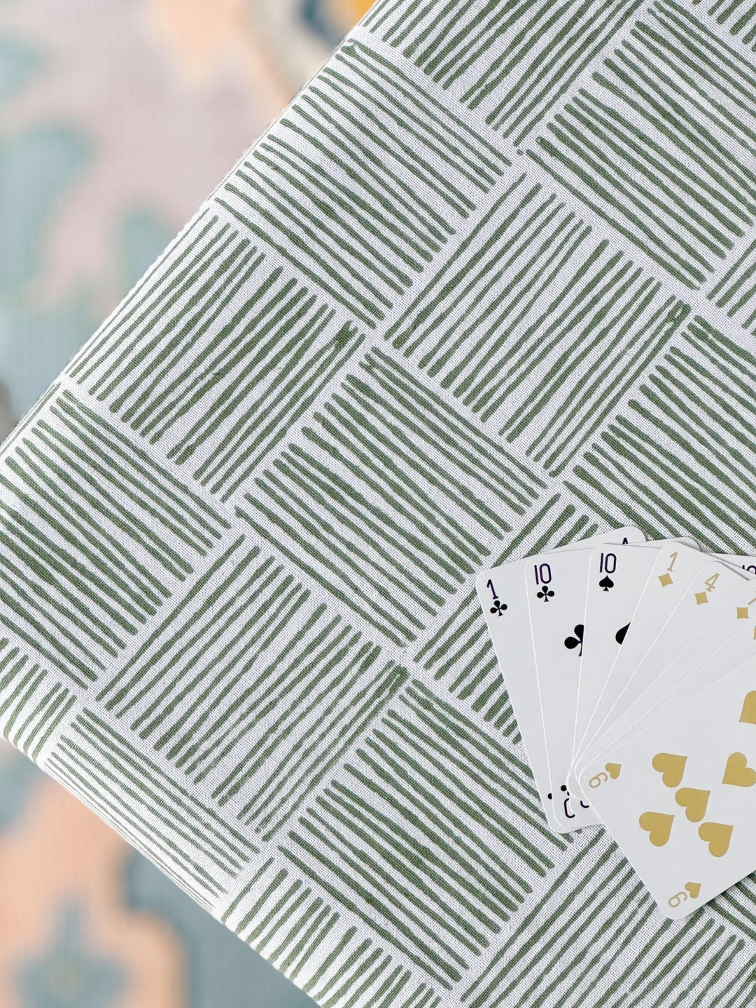 Table Throw - Striped, Sage - The Mended Company