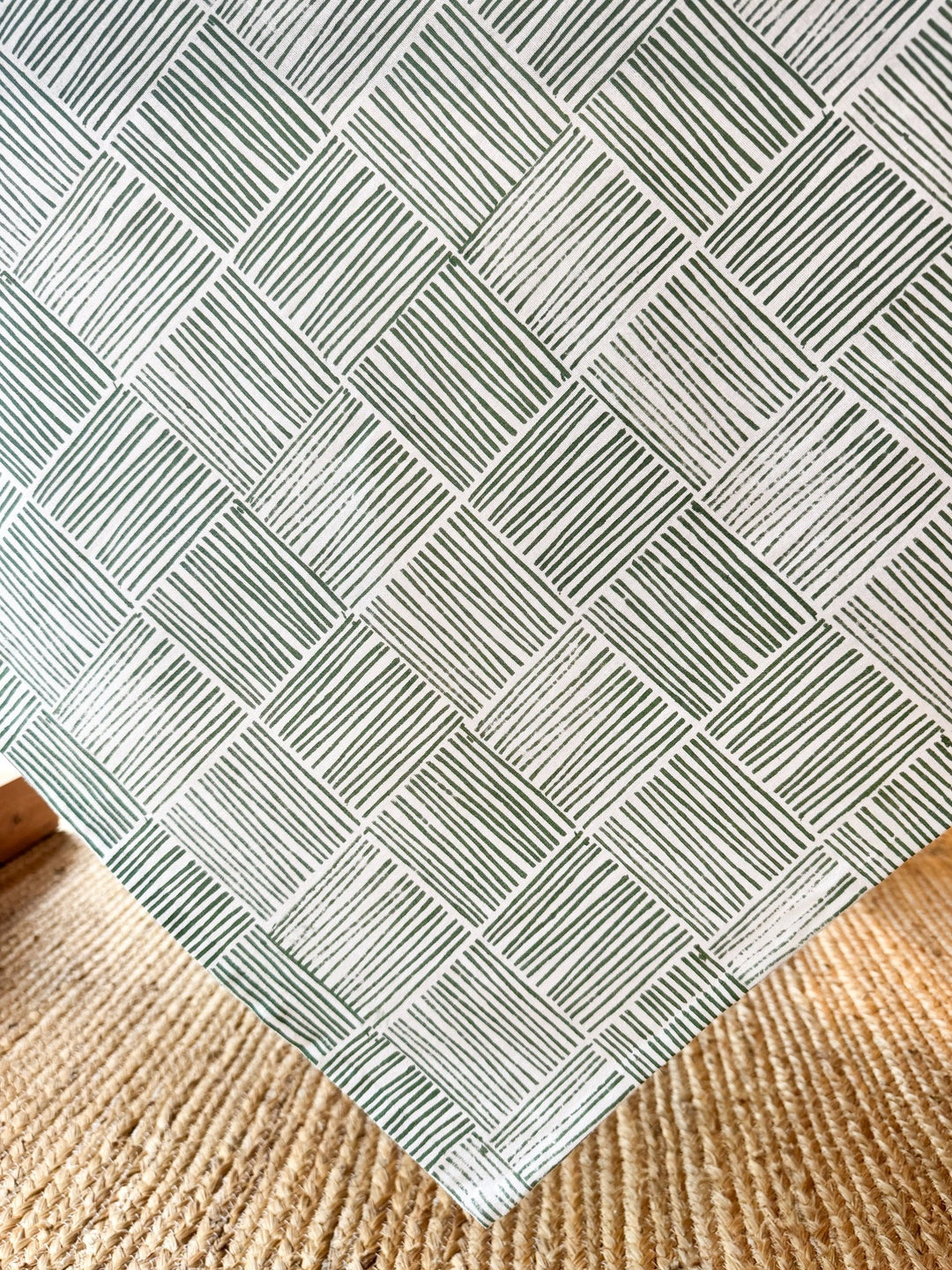 Table Throw - Striped, Sage - The Mended Company