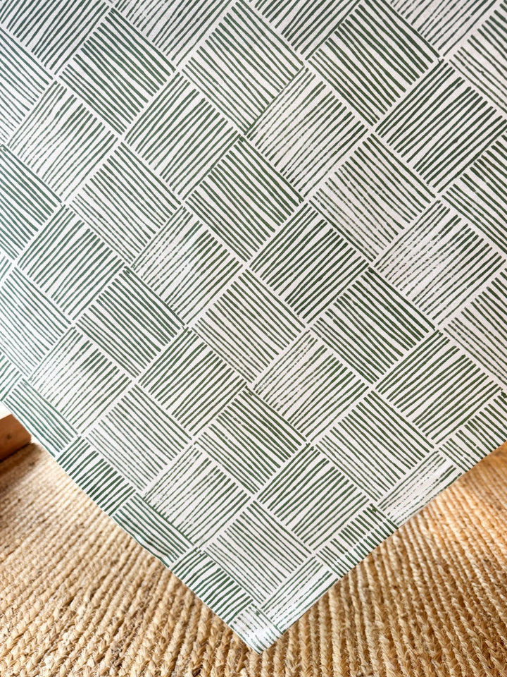 Table Throw - Striped, Sage - The Mended Company