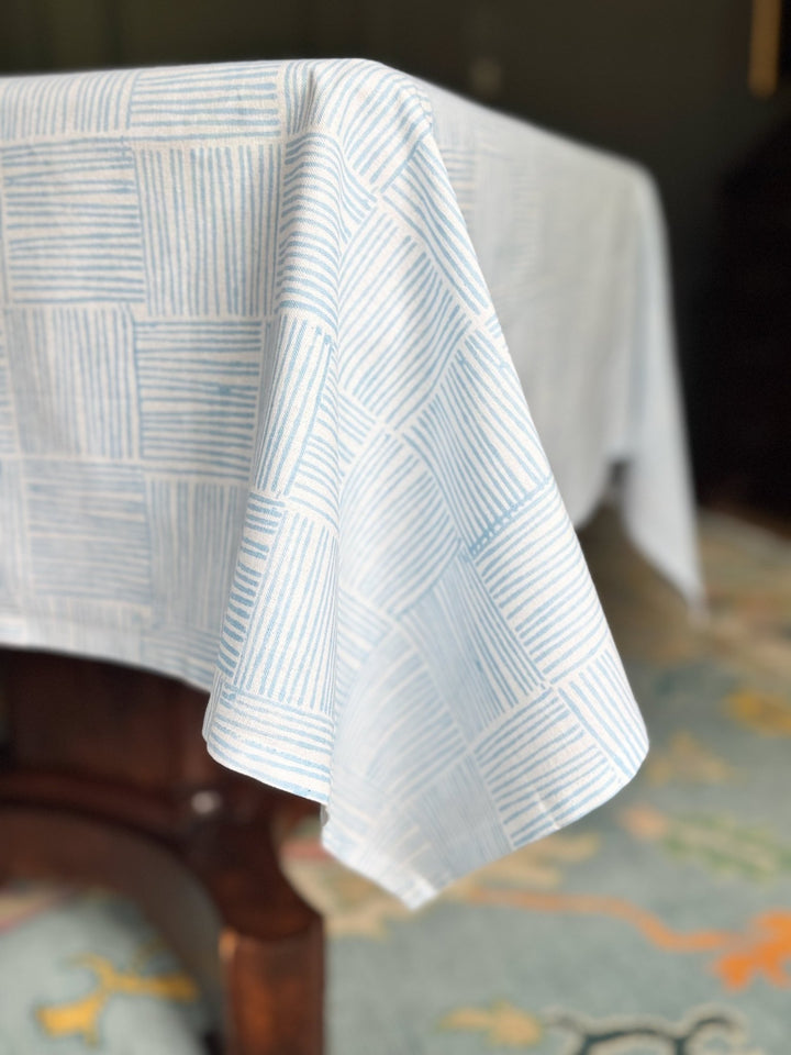 Table Throw - Striped, Uniform Blue - The Mended Company