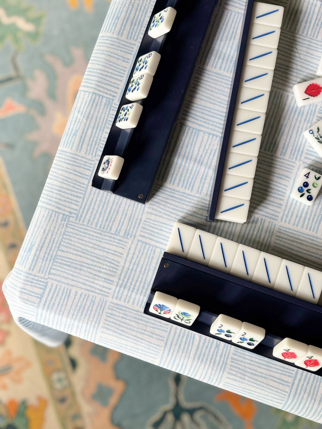Table Throw - Striped, Uniform Blue - The Mended Company