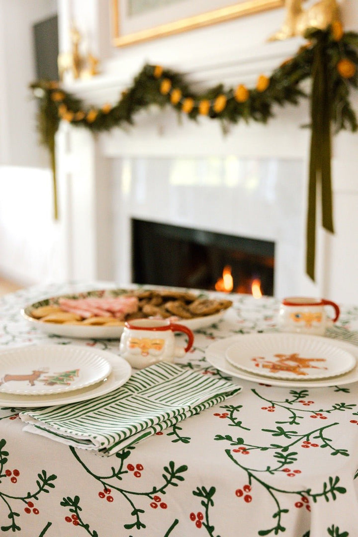 Table Throw - Winterberry, Evergreen &amp; Red - The Mended Company