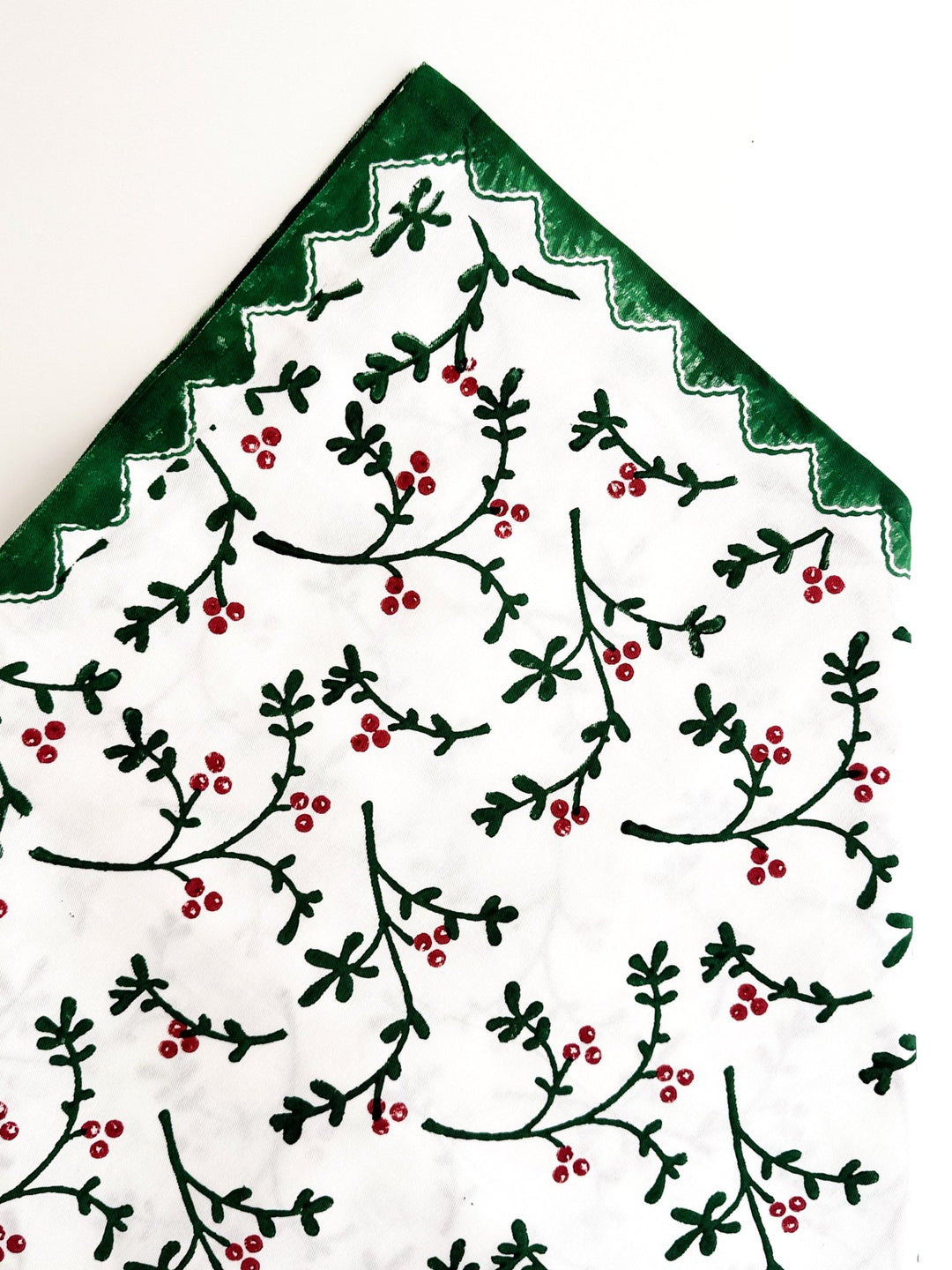 Table Throw - Winterberry, Evergreen &amp; Red - The Mended Company