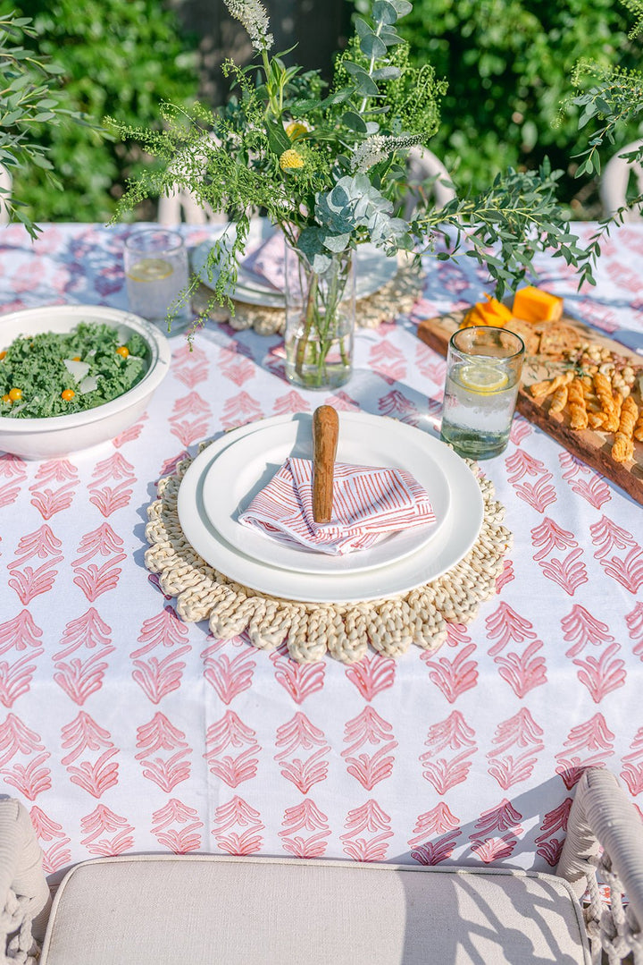 Tablecloth - Palmetto, Pink & Terracotta - The Mended Company