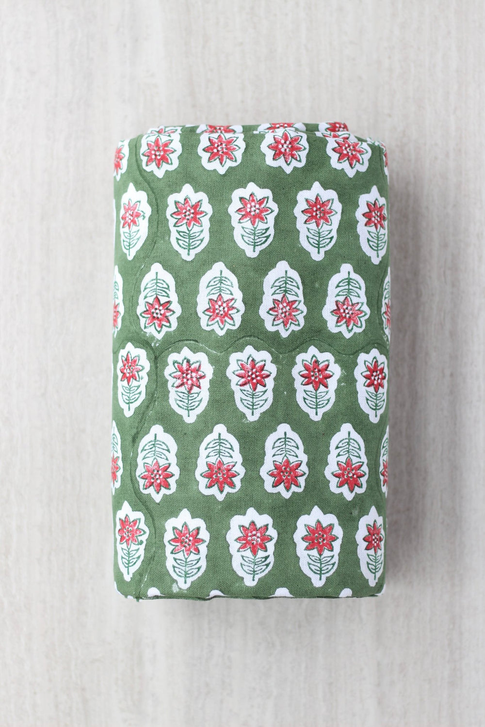 Tablecloth - Poinsettia, Sage & Red - The Mended Company