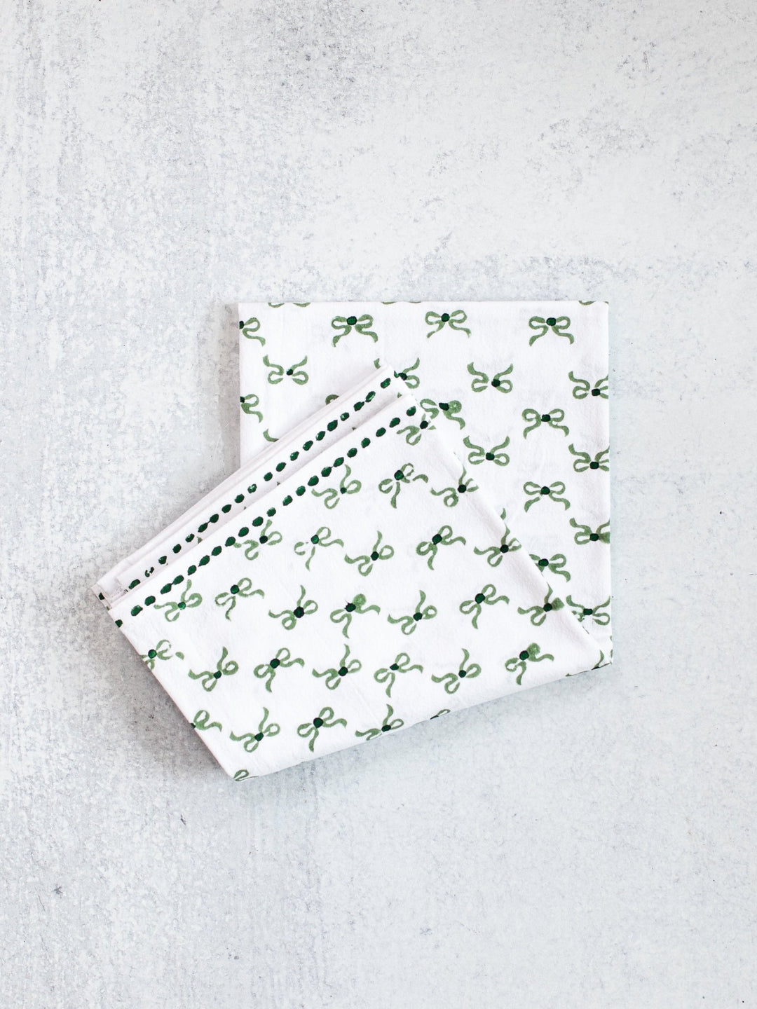 Tea Towel - Bows, Evergreen & Sage - The Mended Company