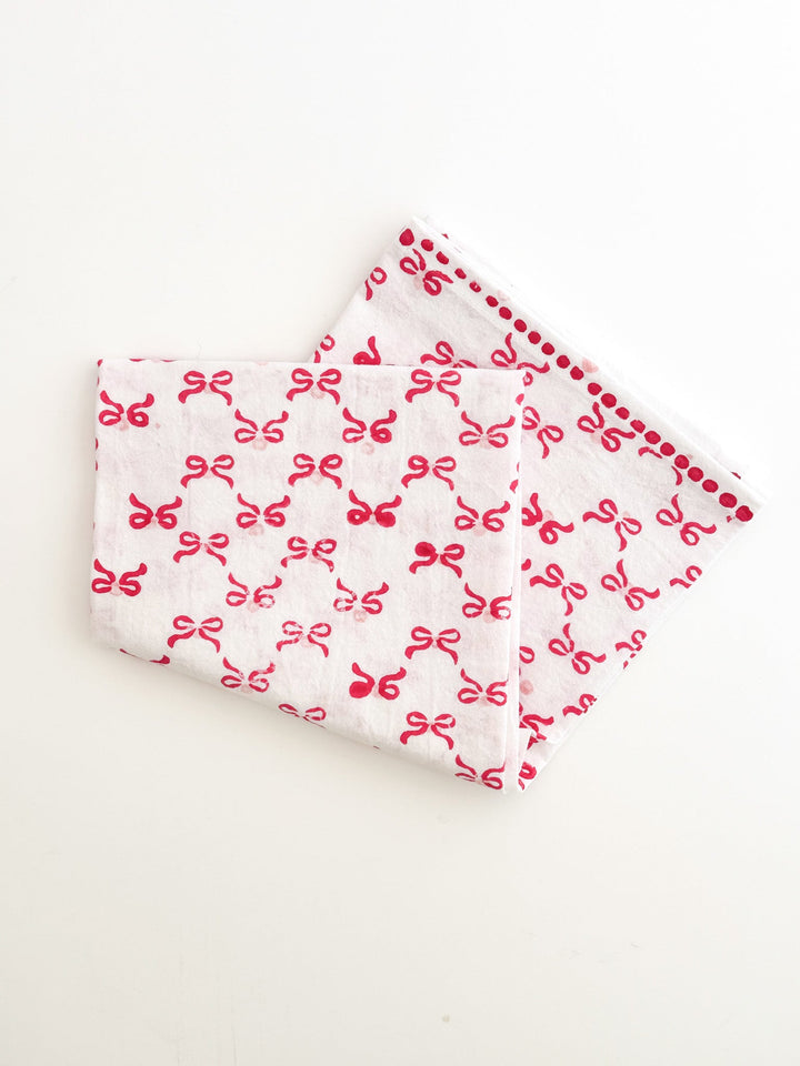 Tea Towel - Bows, Pink - The Mended Company