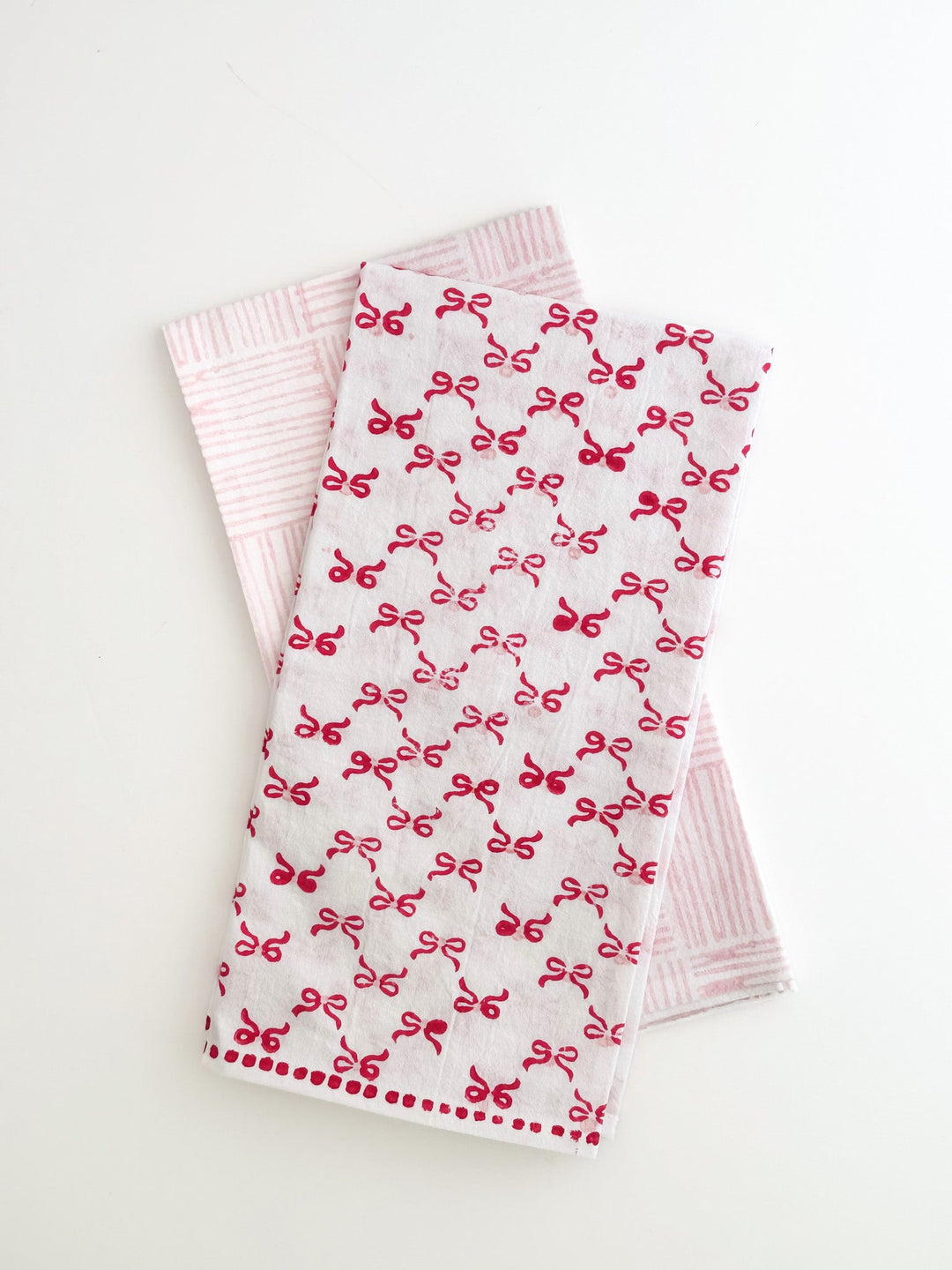 Tea Towel - Bows, Pink - The Mended Company