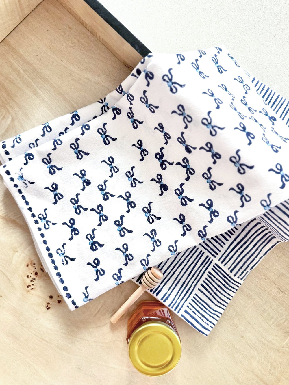 Tea Towel - Bows, Uniform Blue & Navy - The Mended Company
