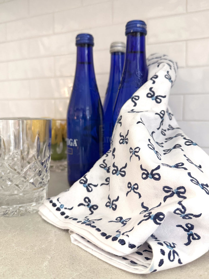 Tea Towel - Bows, Uniform Blue & Navy - The Mended Company